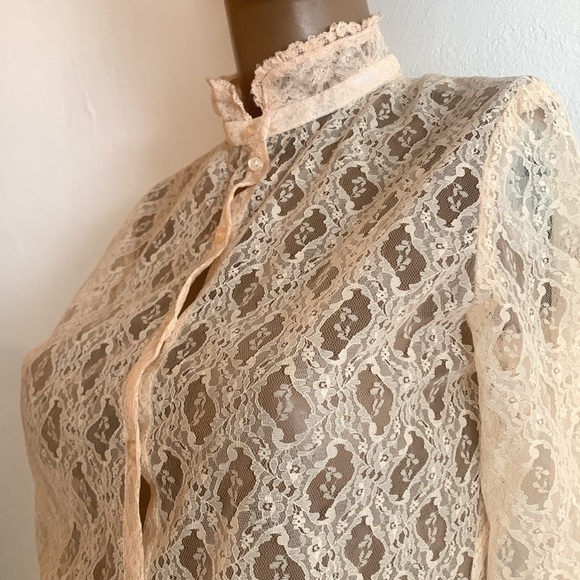 VTG NWOT Gold Label Jessica’s Gunnies San Fran Polyester Lace Button Down Shirt - Picture 3 of 11